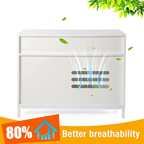 Amunrbrek Litter Box Enclosure,Cat Litter Box Furniture Hidden,Large Cat Washroom With Doors,Modern Hidden Litter Box Cabinet White #TOP4