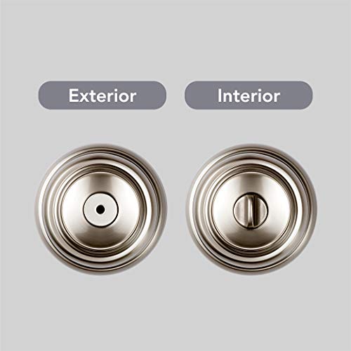 Baldwin Alcott, Interior Privacy Door Knob Handle For Bedroom/Bathroom, Keyless Door Lock With Microban Protection, In Satin Nickel #TOP1