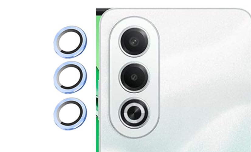 Image of imluckies Camera Ring Lens Protector (Aluminum with Tempered Glass) Compatible for Oppo K12X - Blue (Pack of 2 rings)
