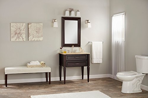 Image of Linea di Liara Brighton 3 Light Bathroom Vanity Light Brushed Nickel Bathroom Light Fixtures Over Mirror Modern Vanity Lighting Fixture with Frosted Glass Shade, UL Listed