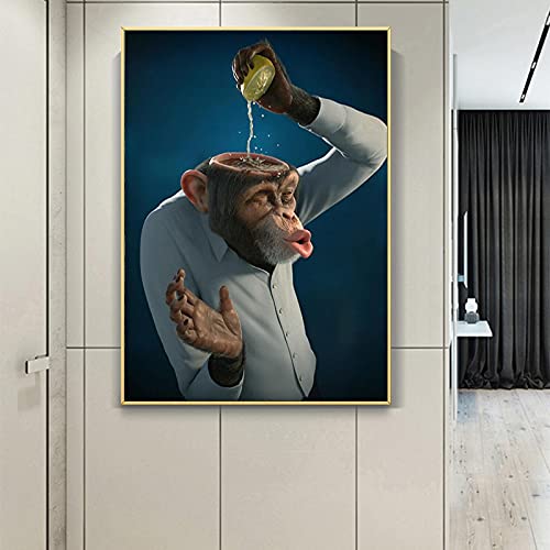 Toile singe citron décoration salon pour égayer vos murs - 5