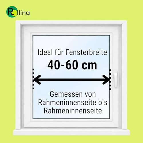 Rollina Klemmstange Gardinenstange ohne Bohren weiß | Für Fensterbreite 40-60cm | mit Gummipuffer | starke Spannung durch Drehmechanismus | Klemm-Bistrogardinenstange für Scheibengardinen (1er Pack)