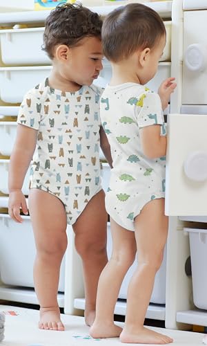 Image of KOH KOH Kids Short Sleeve Cotton Solid Lap Shoulder Baby Bodysuit