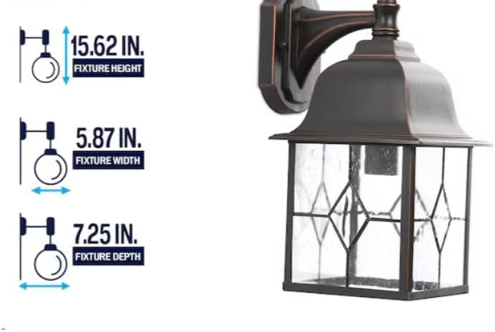 P.S. Litshire 1 -Light 15.62-in H Oil-Rubbed Bronze Hardwired Outdoor Wall Light