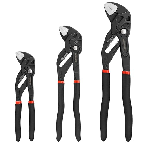 MAXPOWER 3 Pieces Pliers Wrench 7 inch 10 inch 12 inch