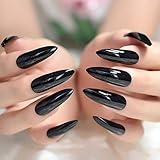 Black Extremely Long Stiletto Nails 24 Full Set of Nails Gel Finished Press on Nail Halloween Witch Claw Fancy Dress Nails
