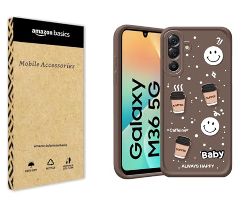 Image of amazon basics Back Case Cover Compatible for Samsung Galaxy M36 5G | Cute Fun Cartoon 3D Ball | Coffee Silicone Case | Camera Protection | Body Protection | Shock Proof | Color Brown