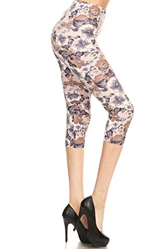 Leggings capri femme motif papillon extensible grande taille