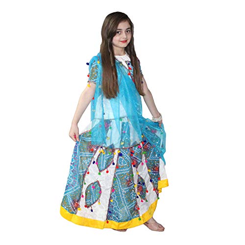 Image of Kaku Fancy Dresses Polyester Indian State Gujrati Dance Costume For Kids Navratri /Garba Dance Costume For Girls - Red, 7-8 Years