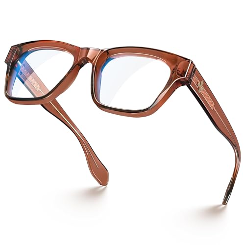 Image of VISOONE Square Blue Light Blocking Glasses TR90 Clear Lens for Women Men BONA