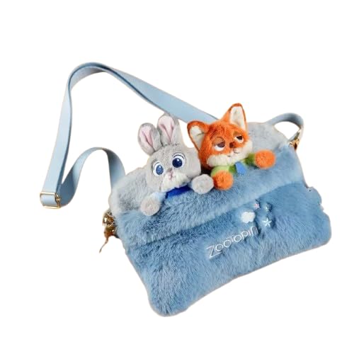 Image of Cute Plush Cartoon Sling Bag - Kawaii Furry Crossbody Shoulder Bag for Kids & Teens (Animal Character Style)