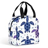 Anceky Unisex-Lunchtasche im lässigen Stil mit Vordertaschen, leichte, wasserdichte Kühltasche für Wandern, Camping und den täglichen Gebrauch (Vintage-Meeresschildkrötenmotiv)