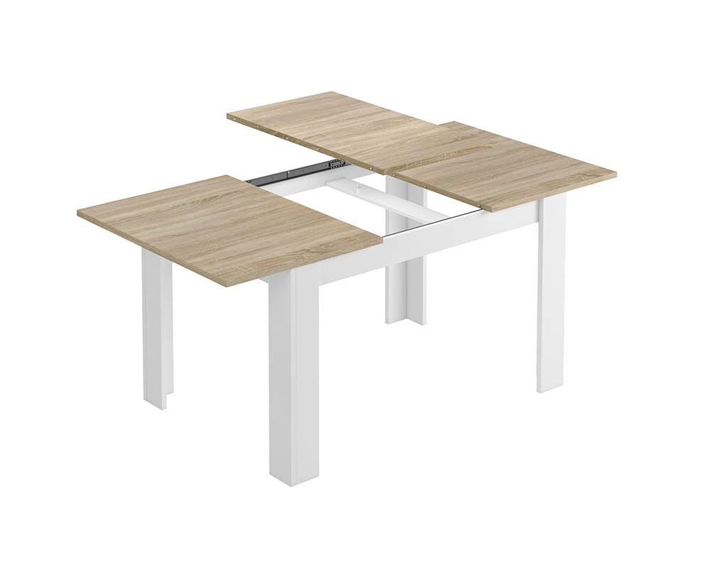 Loungitude - Rozsuwany stół do jadalni L140/190 cm - biały/dąb