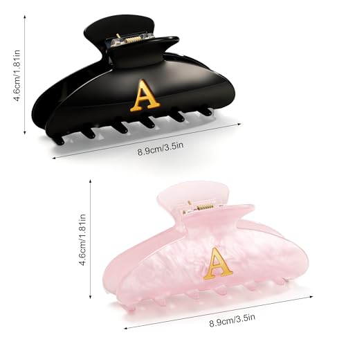 Image of CWJCYTNSN 2 PCS Hair Claw Clips for Women Non-slip Black Pink Claw Clips for Thick Thin Hair Stylish A Hair Clips Elegant Hair Accessory Girls