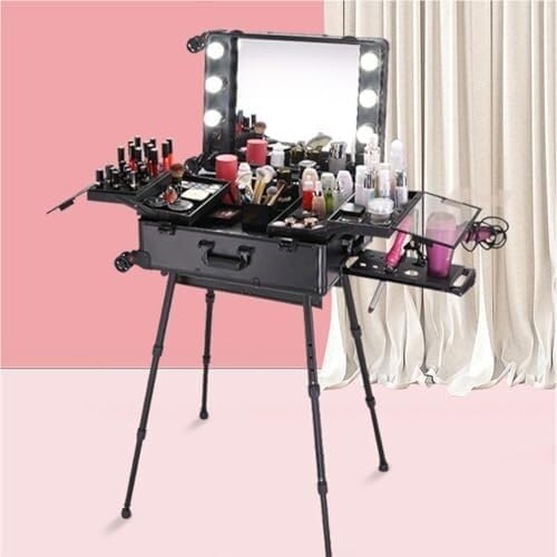 Miniatura 2 de Maletín De Maquillaje Con Ruedas, Caja De Luz, Estuche De Maquillaje Profesional Con Ruedas, Estuche De Herramientas De Maquillaje De Gran Capacidad