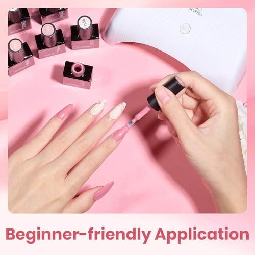 Image of Beetles Nude Pink Gel Polish - Vanilla Cloud Collection, 6 Colors Nude Pink gel polish Set Light Colors Soak Off Nail Art Manicure Salon Uv Led DIY at Home