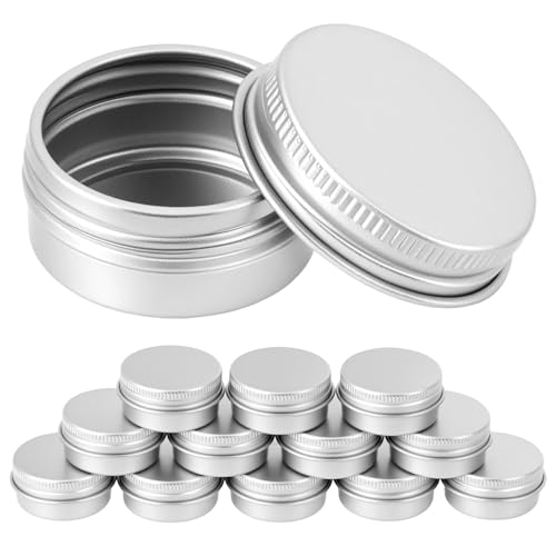 QWORK® 12 Stück Aluminium Cremedose mit Deckel, Rund Leer Döschen für Creme Lotion Schmuck Sortieren (10ml)