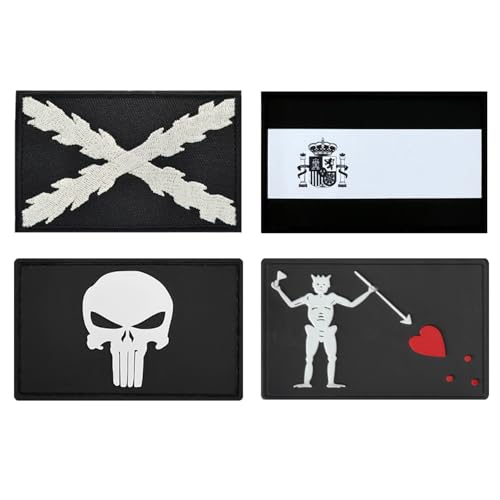 HDGSAFD 4 Nationalflaggen-Aufnäher Aus Kunststoff, PVC-Abzeichen-Stickaufkleber, Reflektierende Schädelaufkleber, Wiederverwendbarer Selbstklebender Aufkleber, Geeignet Für Kleidung, Hüte, Rucksäcke.