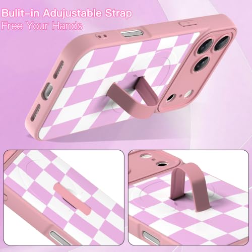Image of ZIYE for iPhone 17 Pro Case Checkered Compatible with Magsafe Pink & White