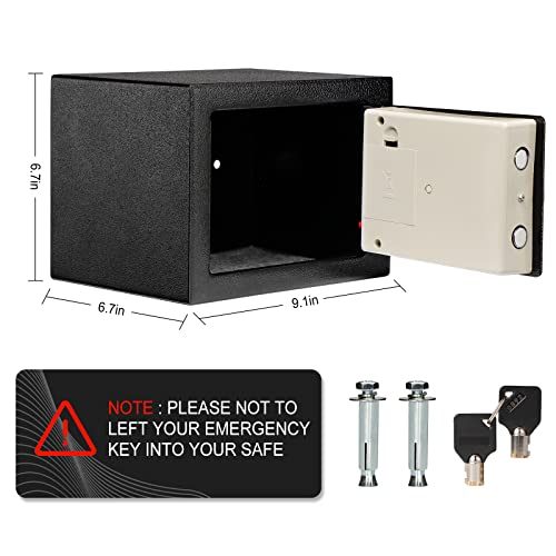 Electronic Safe Box With Keypad & Keys, Money Lock Boxes, Safety Boxes For Home, Office, Hotel Rooms,Business, Jewelry, Gun, Cash, Steel Alloy Drop Safe 9.1" X 6.7" X 6.7'' #TOP5