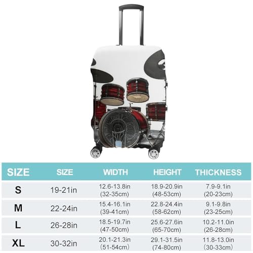 Travel Luggage Cover Protectors Elastic Anti-scratch Suitcase Cover Washable Luggage Sleeve Cool Drum Set Suitcase Cover Protector Fit 18-32 Inch Suitcases Travel Accessories S2