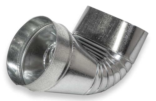 HVAC Premium Round to Oval Elbow Boot | Galvanized Sheet Metal Oval to Round 90-Degree Boot | 7" Oval to Round Elbow Fitting is Compatible with Duct 7"
