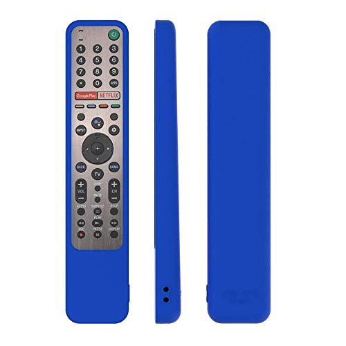 Image of Oboe Sikai Silicone Case for Sony Smart Tv Voice Remote RMF-TX600U RMF-TX500E Shockproof Protective Remote Cover Skin-Friendly Anti-Dirt Anti-Slip Anti-Lost with Remote Loop (Blue)