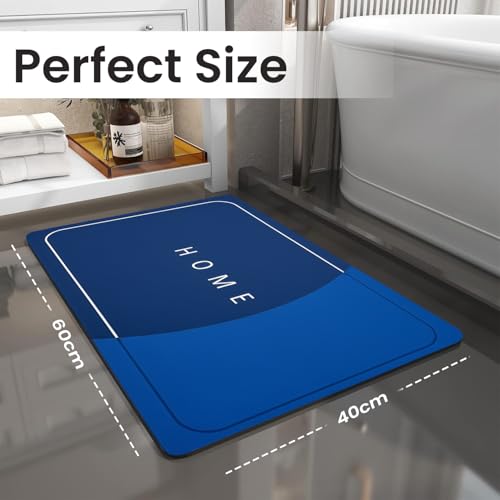 Image of MAXOSHINE PVC Bathroom Mats Anti Slip | Water Absorbent Bath Floor Mat | Quick Dry Anti Skid Bathroom Mats for Home | Door Mat for Wet Area 40x60 CM (Home Blue)