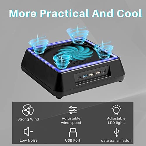 Cooling Fan for Xbox Series X, RGB LED Indicator Cooling Stand Station with 3 Levels Adjustable Speed Cooling Fan System for Xbox Series X, Extra Big Turbo Fan, USB 3.0 Port & USB 2.0 Ports(Black)