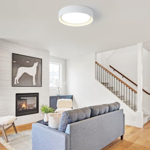 Gisisee Dimmable Led Flush Mount Ceiling Light,15.75 Inch/36W/ 5CCT 3000K-6000K,Modern White Close to Ceiling Lighting Fixtures,Round Metal Ceiling Lamp for Bedroom,Living Room,Laundry Room by Gisisee - Used condition - Image 6