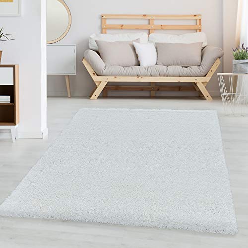 Carpettex Alfombra Salon Peludo de Pelo Largo 140 x 200 cm Blanco - Alfombras de Habitacion Modernas Suave y Esponjoso Sala de Estar - Moderna Alfombra Cocina, Dormitorio Moqueta