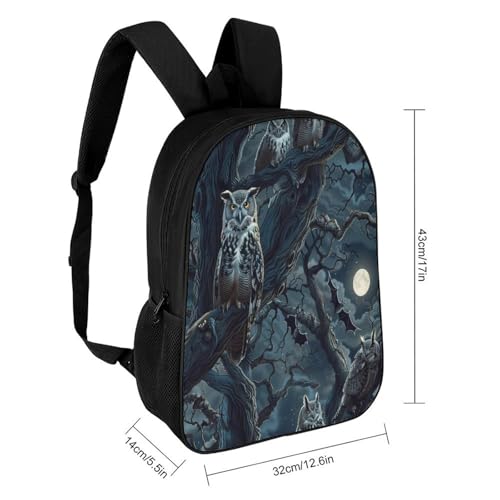 OBLUE Gothic Owls Halloween Backpack 17 Inch Shoulders Daypack Simple Leisure Travel Bag2