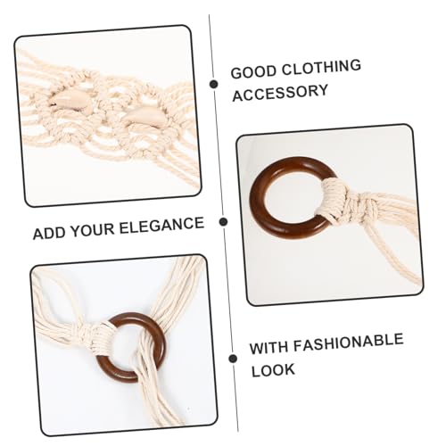 Bohemian Waist Belt for Women Handmade Shell Woven Dress Accessory Unique Decorative Wax Rope Belt for Teen Stylish and Durable Fashion Statement3