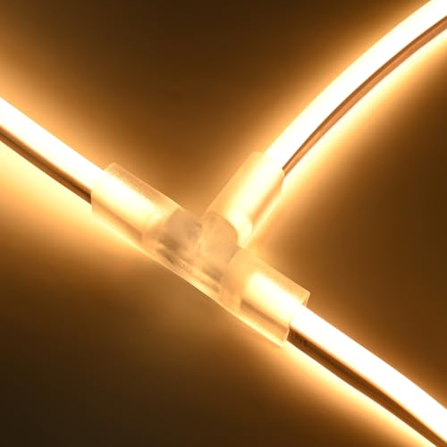 Image of Yescom 10 Sets of T Shape Junction 3 to 1 Wire Wire Splice Connector with | 2-Pin for BiLume 2700K Sunset Glow Warm White AC110-120V LED Neon Rope Lights