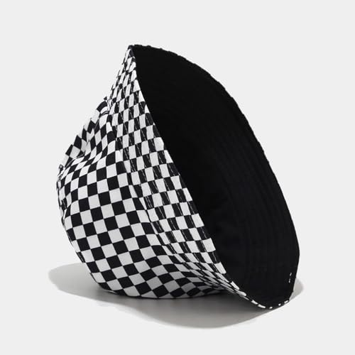 Image of Quanhaigou Bucket Hats Unisex Summer Travel Beach Fisherman Cap for Men Women Teens (Black White Chessboard)