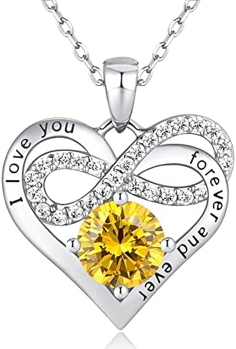 Momlovu Mothers Day Gifts for Her Women Wife Infinity Heart Necklaces for Women 925 Sterling Silver Rose Gold Birthstone Necklace Jewelry for Women