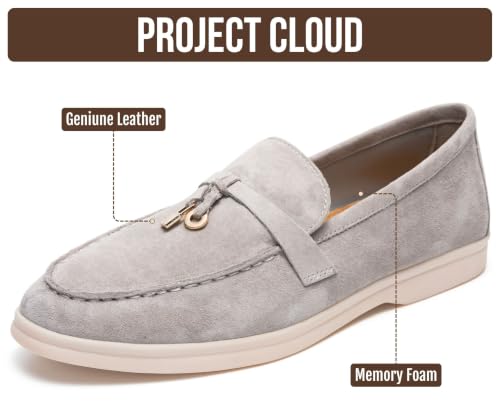 Image of Project Cloud 100% Genuine Leather Slip-on Casual Loafers for Women | Memory Foam Insole Lightweight Womens Loafers - Non-Slip Moccasins Comfortable Casual Footwear - Comfortable Loafers Women