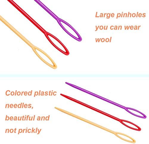 100 Pcs Plastic Sewing Needles, Big Eye Yarn Needles for Children, 9cm Hand Sewing Needles for Sewing Craft and Kids DIY