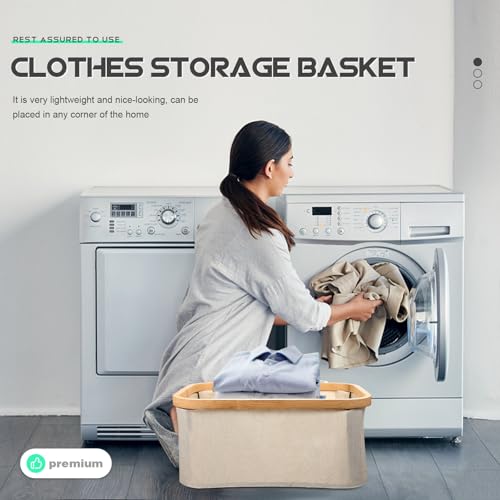 Panier à linge pliable en tissu beige pour ranger chambre et jouets