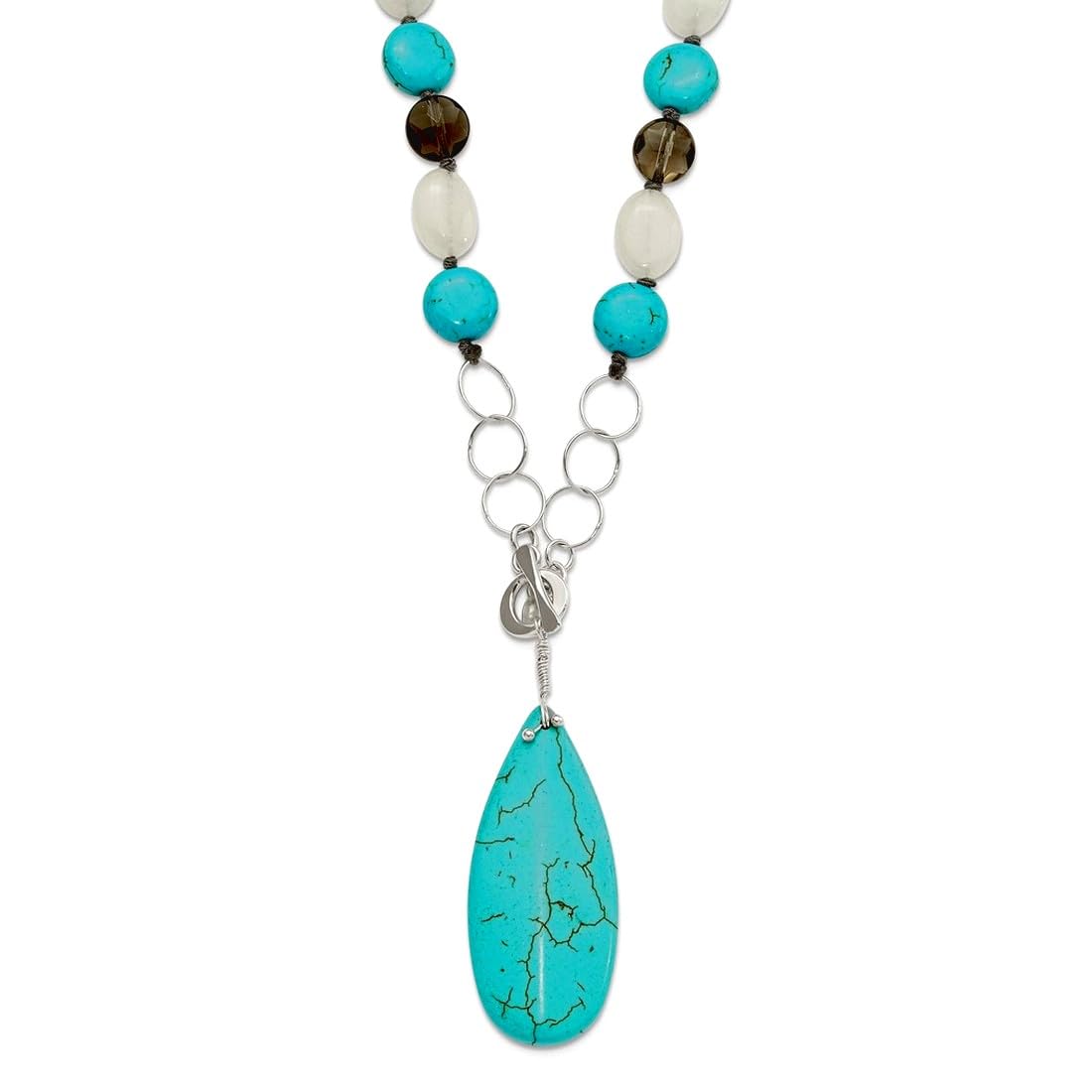 Collier en argent sterling 925 pour femme - 11,65 mm - Jade teintée - Howlite - Quartz magnésite - 56 cm, One Size, Gemme Métal Argent, Howlite Jade Howlite Jade Magnésite