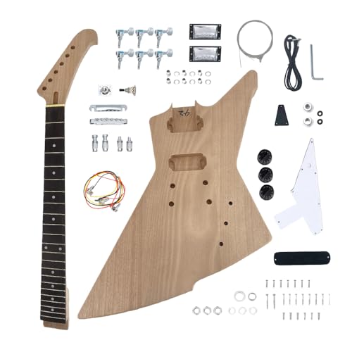Yinfente DIY Guitar Kit With Mahogany Body Mahogany Neck With Rosewood Fretboard 6 String DIY Electric Guitar Kit With All Components To Build Your Own Guitar