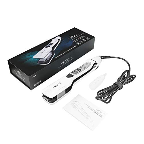 MKBOO Hair Straightener with Steam,Salon Professional Nano Titanium Ceramic Steam Flat Iron with Removable Comb+Digital LCD+5 Level Adjustable Temperature+Auto Temperature Lock White MKBOO Hair Straightener with Steam,Salon Professional Nano Titanium Ceramic Steam Flat Iron with Removable Comb+Digital LCD+5 Level Adjustable Temperature+Auto Temperature Lock White