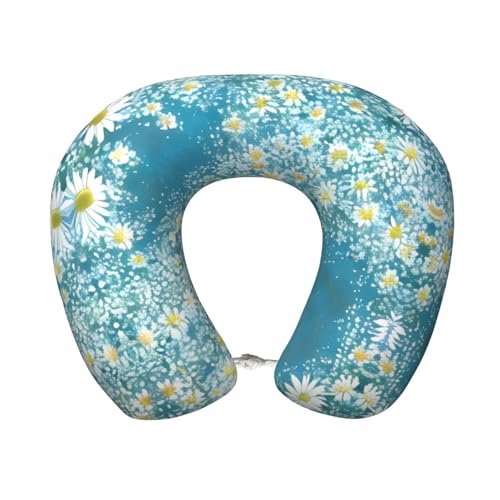 Almohada de viaje con diseño blanco y azul tamaño único