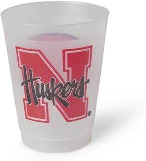 Westrick Nebraska Cornhuskers University Plastic Cups, Fun Party Supplies, Ideal Tailgate and Football Party Decorations, College Football Party Pack - 10 oz. Frosted Cups - 25 per Set