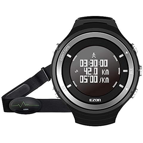 EZON Heart Rate Monitor Sport Fitness Watch Bluetooth GPS Tracker Pedometer Altimeter Barometer Wristwatch With Chest Strap T033 Cover