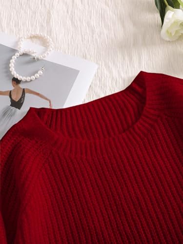 Image of SHENHE Women's Plus Size Sweaters Bow Cutout Crewneck Long Raglan Sleeve Knit Tops Chunky Sweaters