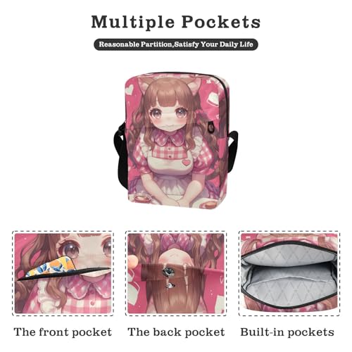 Cute Peach cute Anime Girl messenger bag for men Crossbody Small Bag For Women Women's Purses Adjustable Strap for School Travel2