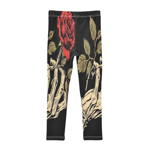 Bolaz Toddler Girls Leggings Printed Yoga Pants Leggings Skull Red Rose Two for Kids2
