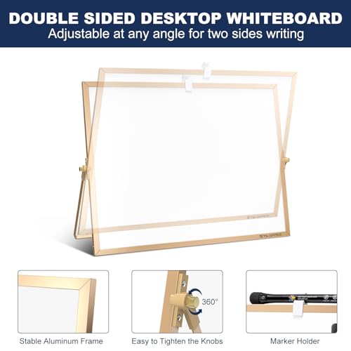 Image of TSJ OFFICE Small White Board - 18 X 14 Inches Gold Framed Dry Erase Board
