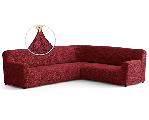 Paulato By Ga.i.co. Sectional Sofa Cover - Corner Sofa Slipcover - Soft Polyester Fabric Slipcovers - 1-Piece Form Fit Stretch Furniture Cover - Microfibra Collection - Burgundy (Corner Sofa) #TOP12